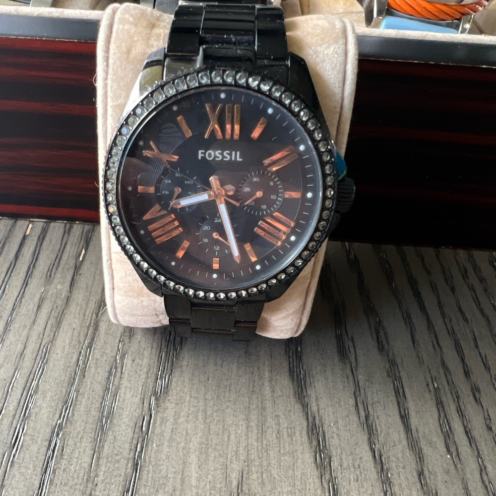 Fossil Black and Gold Chronograph Watch